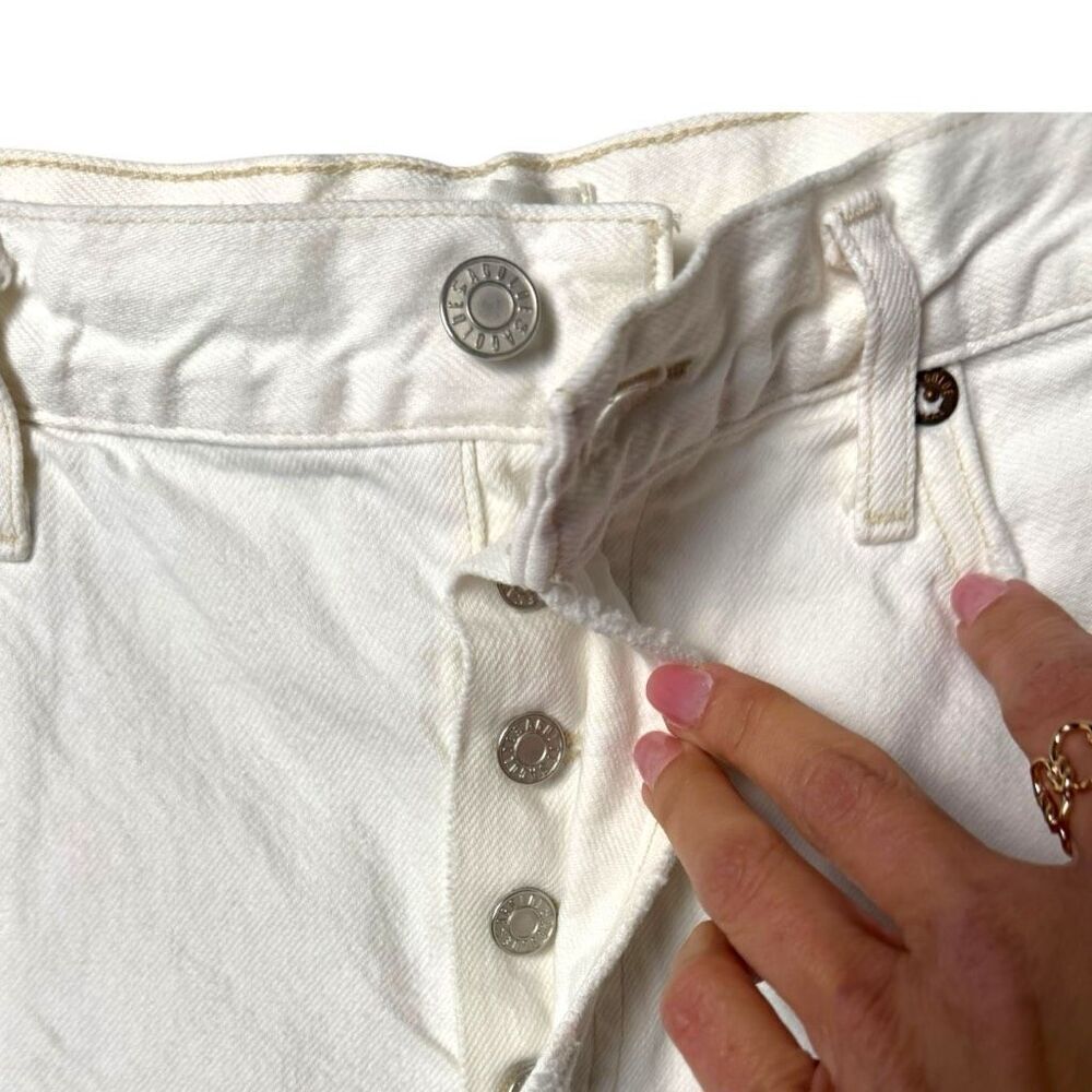 Agolde Parker Distressed White Raw Hem Denim Shorts 30 - Picture 5 of 9